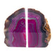 Pink agate bookends close-up revealing intricate concentric banding, a natural crystal bookend set for bookshelves, desks and sacred spaces