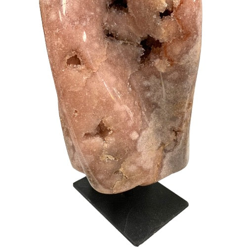 Pink amethyst free form close-up showing sparkling blush pink druzy crystals, a rare Patagonian crystal statement piece for love, empowerment and spiritual connection