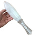 Natural selenite 7 chakra wand 480g with seven coloured chakra gemstones inlaid along the blade, for chakra healing, cord cutting and energy clearing