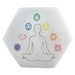 Natural selenite chakra charging plate with engraved seven chakra symbols, for energy cleansing, crystal charging and chakra healing
