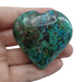 Natural shattuckite crystal heart 115g in deep blue-green, a rare copper silicate mineral for throat chakra, intuition and guidance