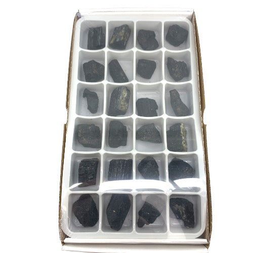 Kindred Crystal Collective — Tourmaline Rough Boxed, natural black tourmaline rough specimen with striated texture, presented in gift box