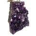 Kindred Crystal Collective — Yellow and White Calcite Eagle, close-up of deep purple amethyst cluster base with silver talon detail