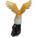 Kindred Crystal Collective — Yellow and White Calcite Eagle, rear view of carved calcite eagle on amethyst cluster base