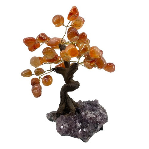 Carnelian Gem Tree on Amethyst Cluster Base 