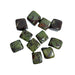 Kindred Crystal Collective - Ten polished Dragon's Blood Jasper square tumbled stones displaying deep forest green with vivid red and burgundy inclusions.