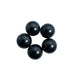 Kindred Crystal Collective — Magnetic Hematite Round Pack 2cm, five perfectly spherical jet black magnetic hematite rounds with mirror-like metallic finish on white backgroun