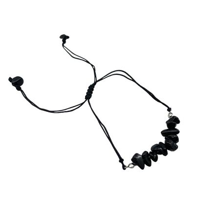 Obsidian Adjustable Chip Bracelet