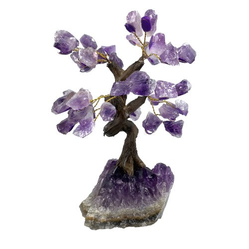Amethyst Gem Tree On Amethyst Cluster Base - Rough