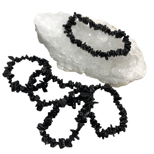 Black Tourmaline Chip Bracelet - 5 pack